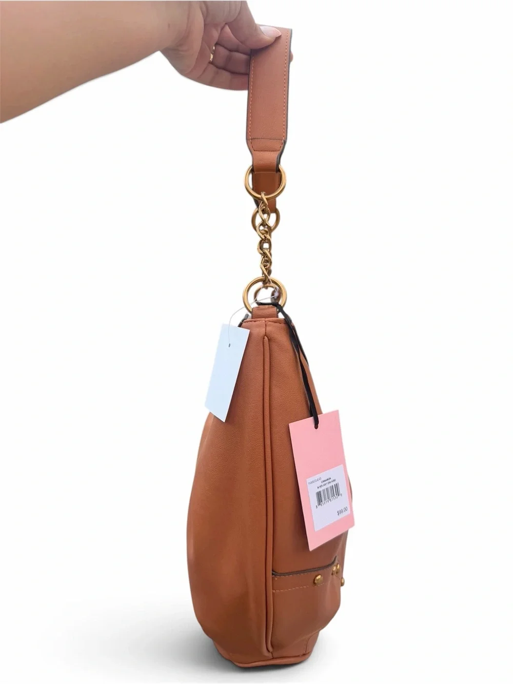 Juicy Couture Caramel Brown Leather Hobo with Heart Logo